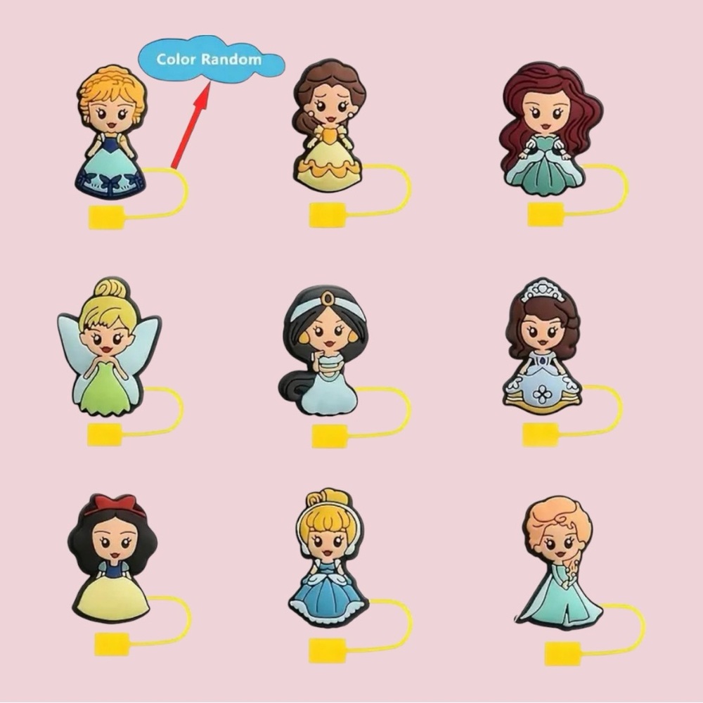 NIB Disney Princess 9pc Straw Topper Set